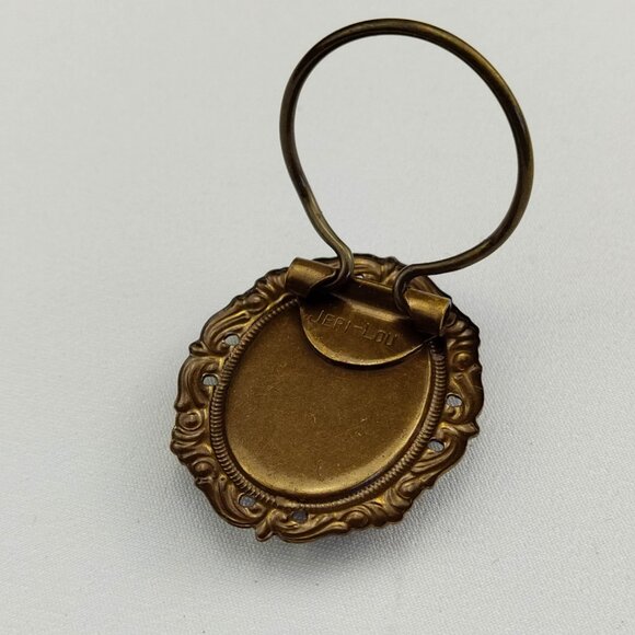 1960's Black Glass and Gold Tone Frame Scarf Clip by Jeri Lou - Picture 5 of 6